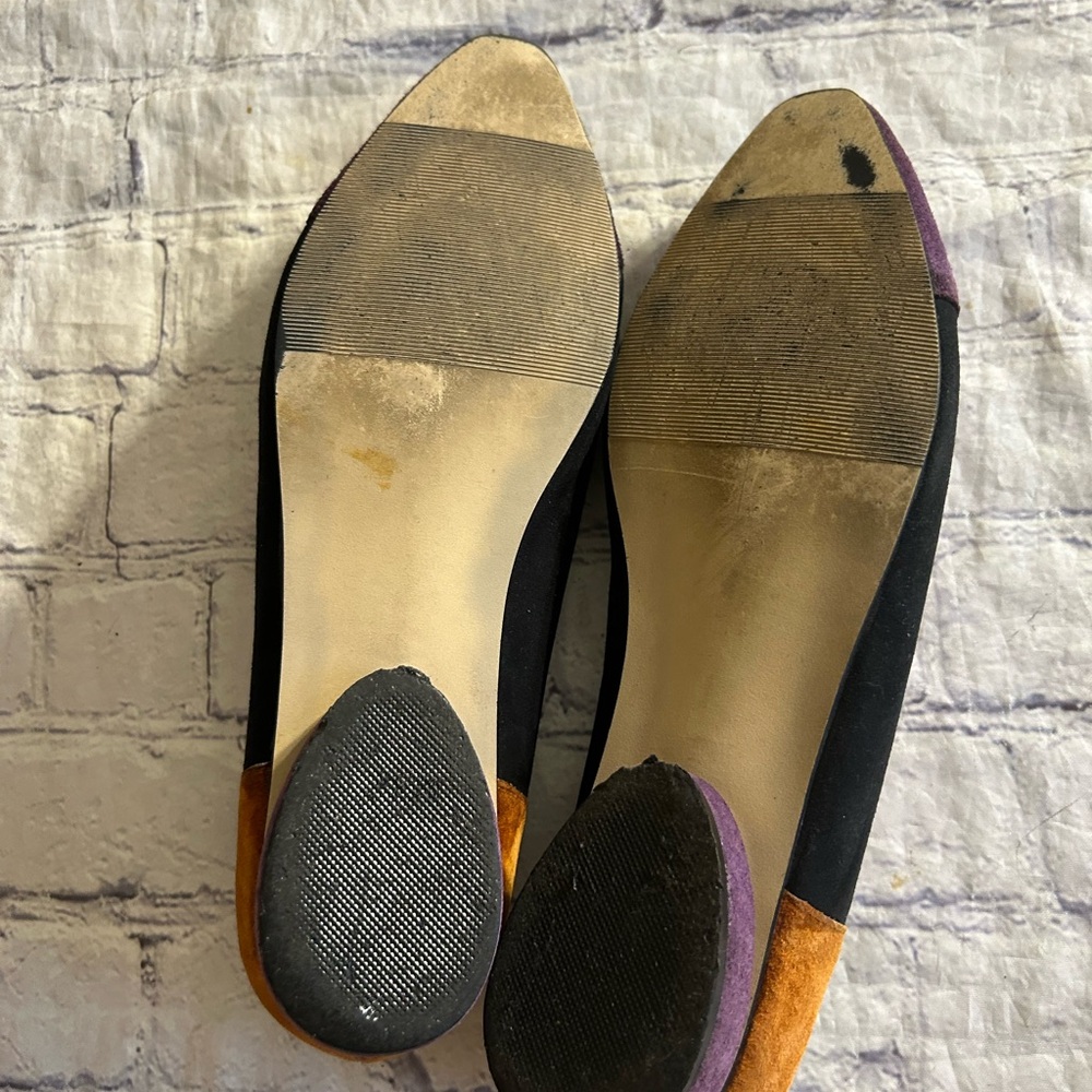 ANNIE COLOR BLOCK VTG FLATS WITH BOW TOE LEATHER SUEDE UPPERS WOMEN’S SIZE 8.5 - Picture 9 of 11